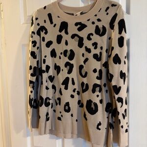 LOFT Beige and Black Animal Print Sweater